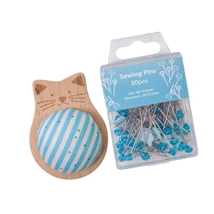 Magideal - Soporte De Alfiler De Costura De Alfileres Con 80 Alfileres De Cabeza Plana Recta De Decoración Del Hogar Portátil Cojín Para Coser La Embarcación De D