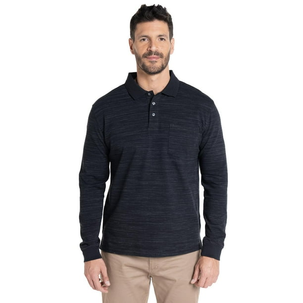 POLERA MANGA LARGA PIQUÉ SLUB negro 2XL