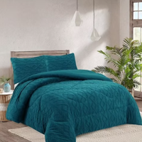 Tecnocasa - Plumon De Invierno Con Chiporro Trenzados Color Calipso Plaza Y Media