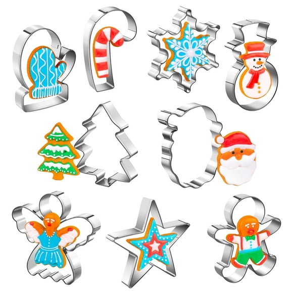 Juego de cortadores de galletas Wmtidene Christmas, 9 piezas, acero inoxidable