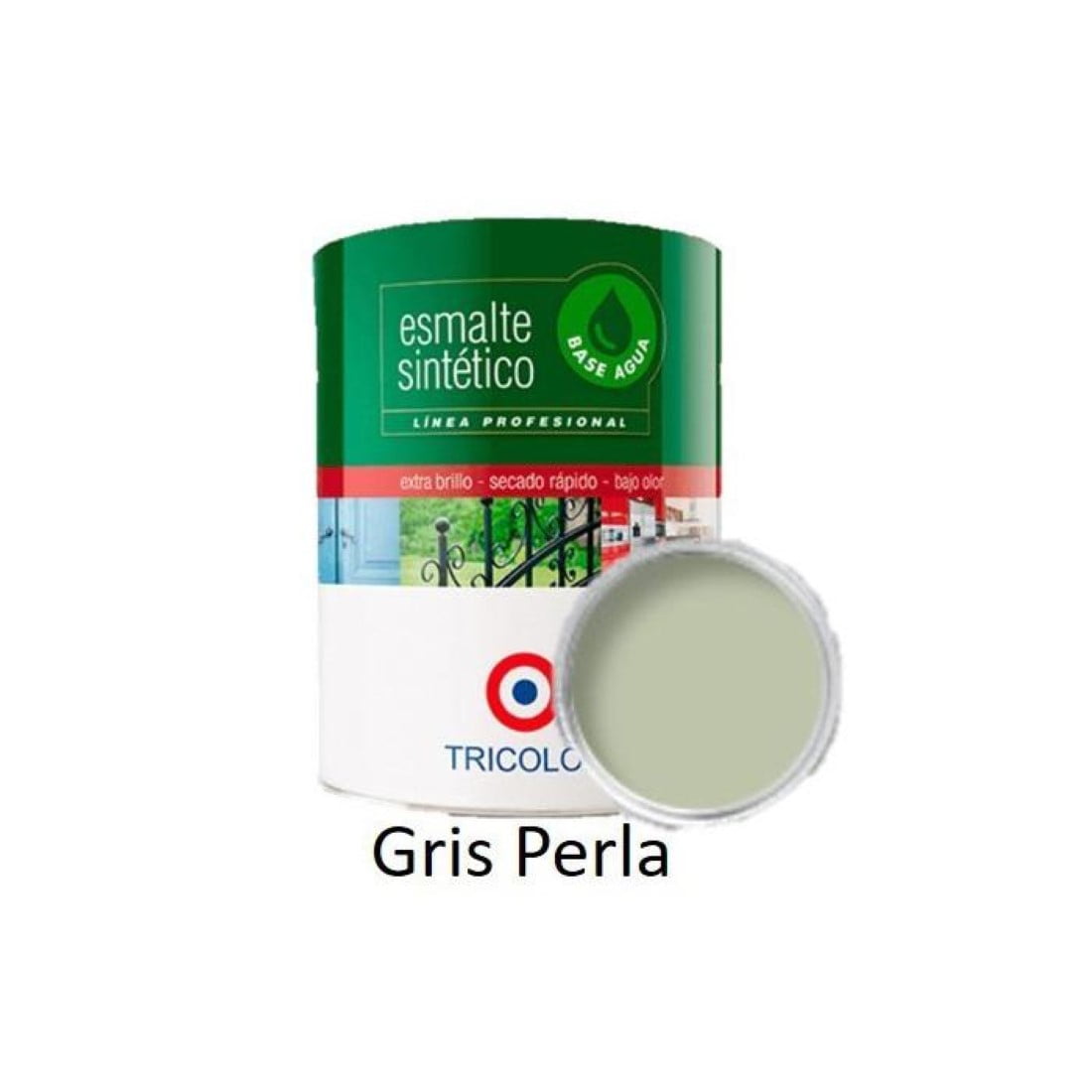 Tricolor - Esmalte Sintetico Base Agua Profesional 1/4 Gl (945ml) Gris Perla