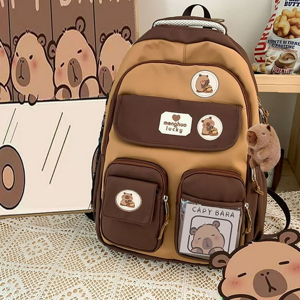 Cute Capybara Schoolbag Large Capacity Adjustable Strap Versatile Backpack Waterproof Computer Bag Student