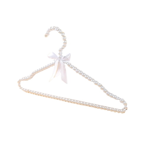 Magideal - Percha De Lazo De Perlas De Imitación, Percha Elegante Para Ropa, Vestido, Percha Para Pantalones Con Lazo De Cinta, Percha Para Mujer, Novia, Boda, B Perchas Blancas
