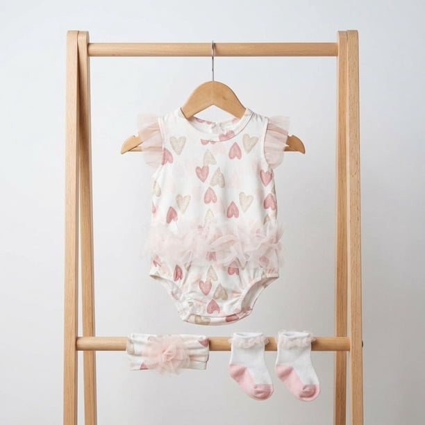Conjunto Para Niña De Body Y Diadema + Medias 3 Prendas Primavera