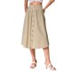 thumbnail image 4 of INSPIRE CHIC Falda Midi de Algodón para Mujer Verano Casual con Botones Decorativos, Cintura Elástica, Falda Línea A con Bolsillo XS Caqui, 4 of 6