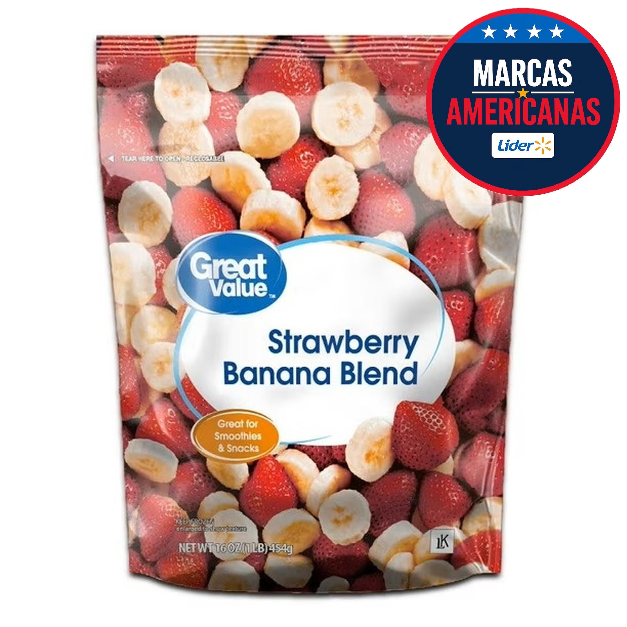 Mix De Frutas Frutilla Plátano Congelados 454 g Great Value