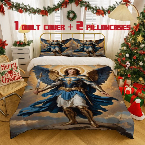 3pcs Archangel Michael Print Three Piece bedding Soft Duvet Cover And Two Pillowcases