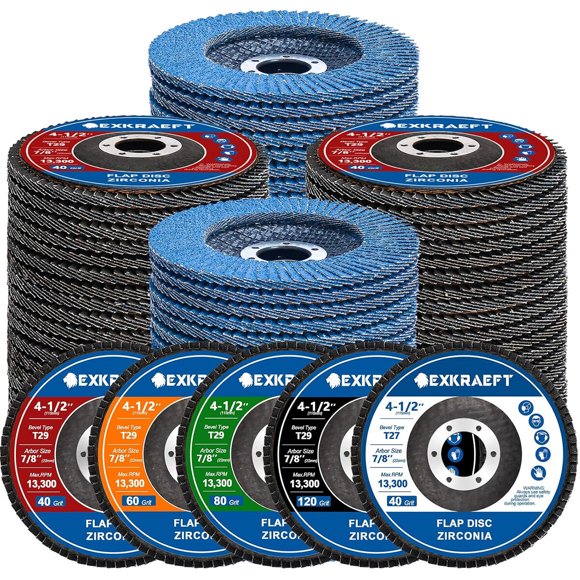 EXKRAEFT Flap Discs 4 1/2 for Angle Grinder, 50-Piece Grinder Set