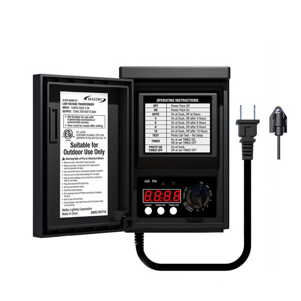 Transformador resistente a la intemperie de bajo voltaje Power Pack Malibu de 200 W
