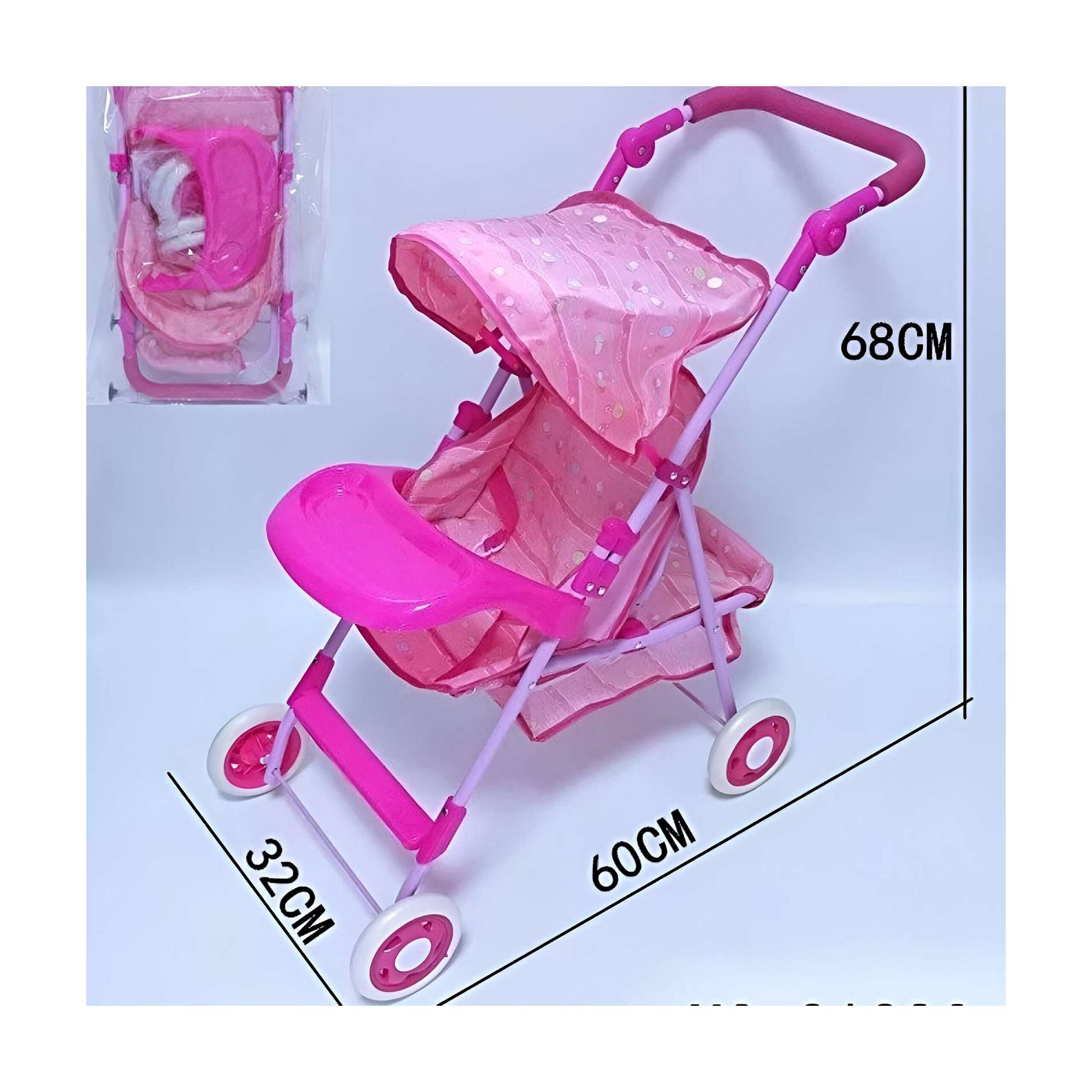 Ali Chile - Coche Muñeca Metalico Grande Diseño Rosado