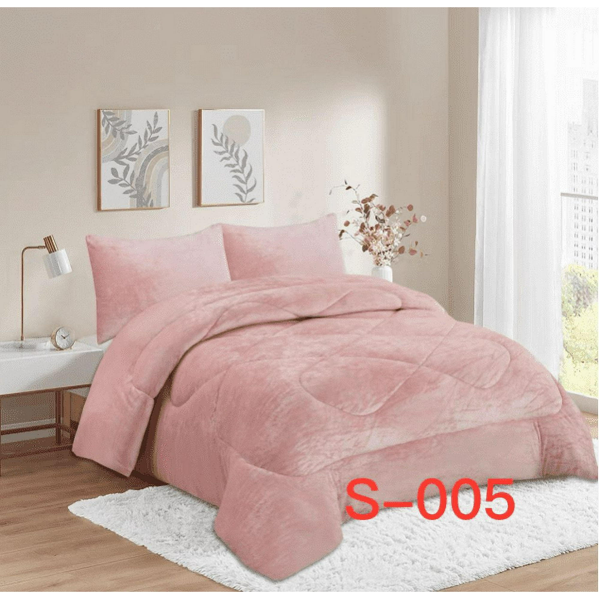 Mundo Shopping - Cobertor Plush Con Chiporro 2 Plazas Color Rosa Liso