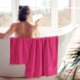 thumbnail image 4 of Juego de toallas BOUTIQUO, paquete de 6 paños de algodón para baño y manos, color rosa intenso, 4 of 4