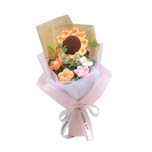 Bothyi - Ramo De Regalo De Girasol De Crochet De 10.2 Pulgadas Para Arreglos Florales De Papel Rosa Múltiple