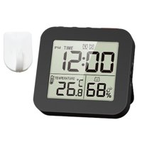 Magideal - Reloj Despertador Digital Reloj De Baño Digital Reloj De Noche Portátil Colgante Con Modo De Repetición Pantalla De Temperatura Para La Oficina En Cas 1 Gancho Negro.