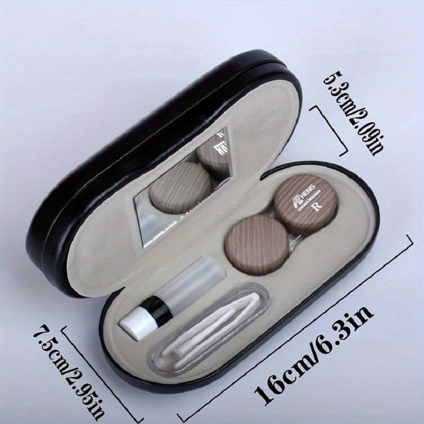 1pc Leather Double Eyeglass & Contact Lens Case - Perfect for Travel, Home, and Storage!
