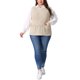 thumbnail image 2 of Agnes Orinda Chaleco de Punto de Talla Grande para Mujer Cuello Redondo Sin Mangas Suéteres Casuales de Punto con Bolsillo 4X Beige, 2 of 6