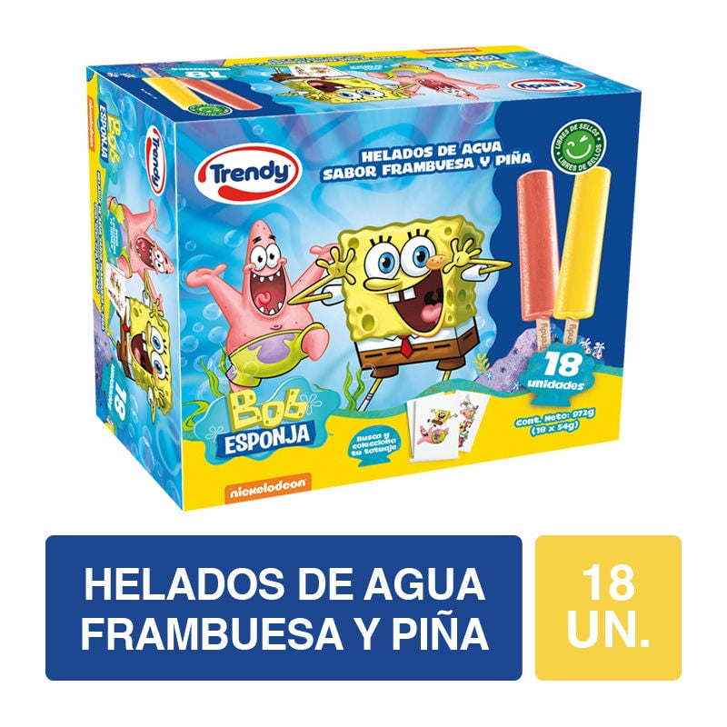 Helado Paleta Frambuesa Y Piña Caja 972 g Trendy