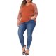 thumbnail image 2 of Agnes Orinda Blusa de Mujer Talla Grande para Escuela y Universidad Casual Floral Cuello en V Mangas Raglán 3/4 para Comodidad Estilosa y Uso Diario 2X Marrón, 2 of 6
