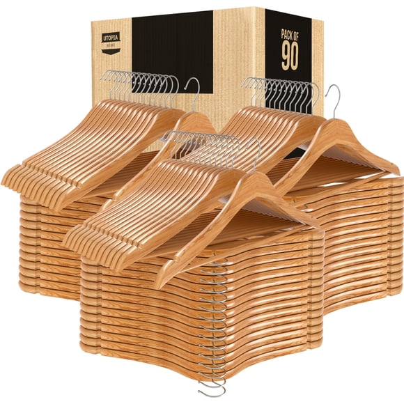 Perchas de madera Utopia Home, paquete de 90, delgadas y resistentes