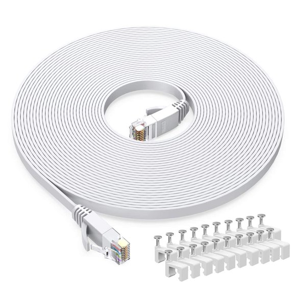 Cable Ethernet plano Cat6 BUSOHE de 6,1 m blanco RJ45