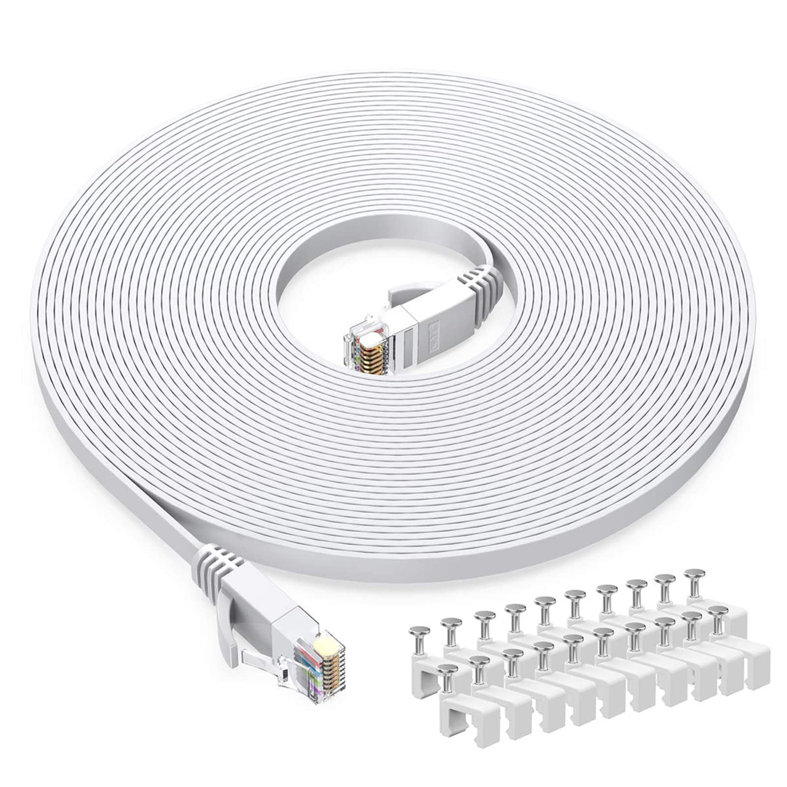 Busohe-us - Cable Ethernet Plano Cat6 Busohe De 6,1 M Blanco Rj45