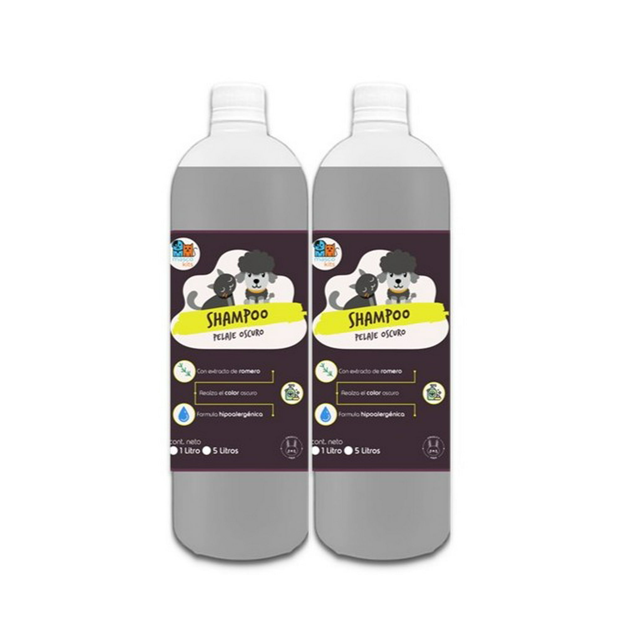 Mascokits - Pack 2 Shampoo De Romero Pelaje Negro 1 Lt Perros & Mascotas