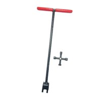 Magideal - Llave Para Medidor De Agua Con Mango En T, Llave Multifunción De 4 Vías, Herramienta De Plomería De Jardín De Alta Resistencia Para Eliminación De Des 17 Pulgadas Rojo