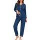 thumbnail image 1 of INSPIRE CHIC Pijama de mujer sensación modal suave Regreso a clases Manga larga con botones y solapa Ropa de dormir con pantalones elásticos primavera otoño XL Azul, 1 of 6
