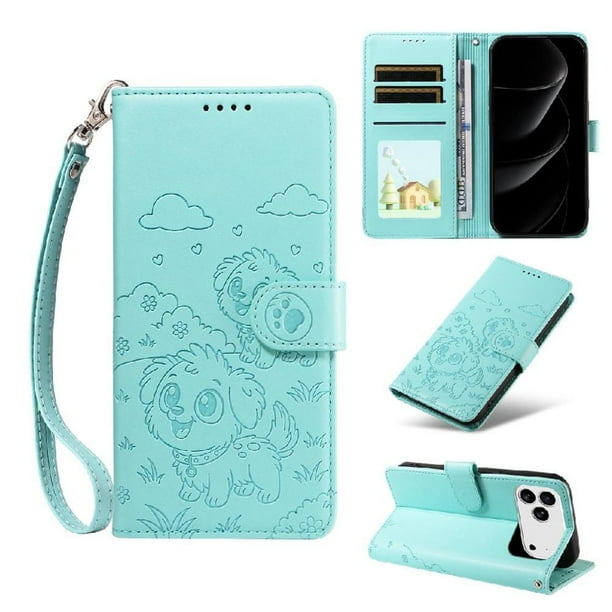 Funda Billetera FOXDOCK Compatible con iPhone 17 Pro Max, Diseño Perrito Tierno, Ranuras para Tarjetas y Soporte Plegable