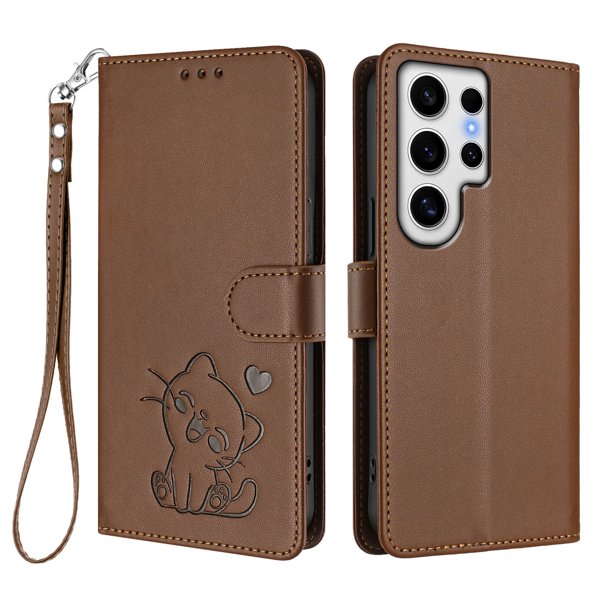 Funda Billetera con Espacio para Fotos para Samsung Galaxy S24 Ultra, Marrón