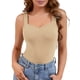 thumbnail image 1 of INSPIRE CHIC Tops de Tirantes para Mujer Regreso a Clases Cuello en V Térmico con Sujetador Incorporado Camiseta Interior Cálida Capa Base M Marrón Claro, 1 of 5