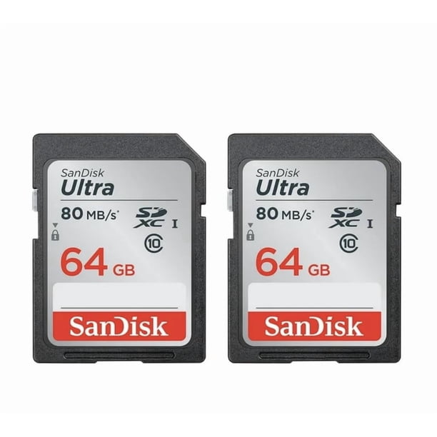 Tarjeta de memoria SanDisk Ultra de 64 GB, paquete de 2 unidades, SDXC UHS-I, clase 10
