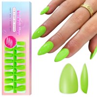 Gel Nail Tips Sxvme Short Almond Green Neon Green 300 Unidades