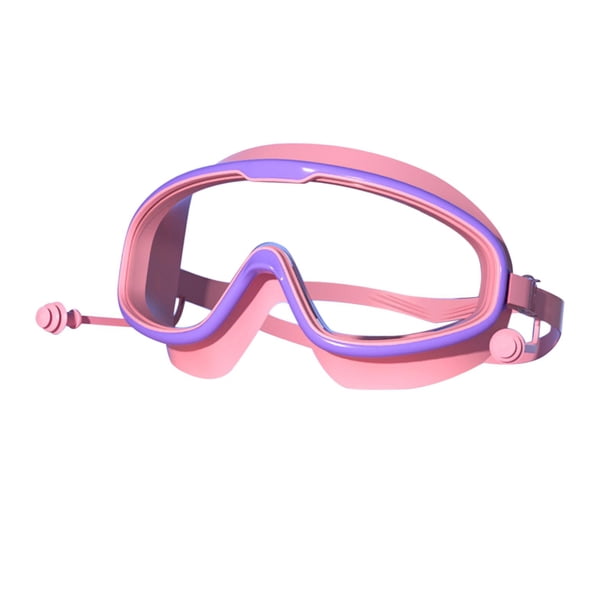 Gafas de natación para niños, gafas de natación profesionales portátiles con amplio campo de visión, gafas de natación para natación y deportes acuáti rosa morado