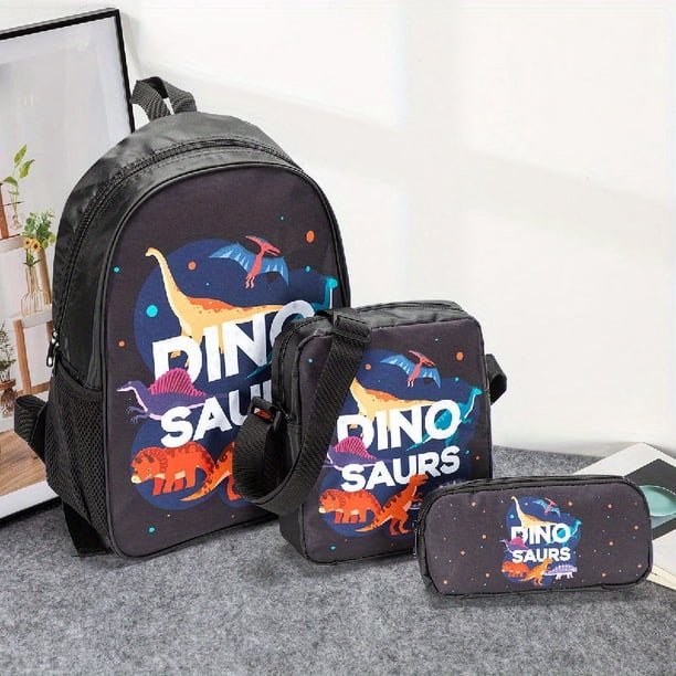 3pcs Backpack Crossbody Bag And Pen Bag Set, 13.8inch 35cm Boys Girls Kids Backpack Lunch Bag Pencil Case Set, Travel Camping Backpack, Casual Cartoon Backpack With Padded Back And Adjustable Strap, F