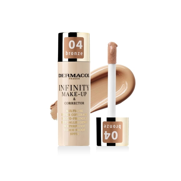 Base Correctora 2 en 1 Dermacol Infinity 04 Bronce SPF15