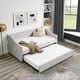 thumbnail image 3 of Twin Size Daybed with Twin Size Trundle Upholstered Tufted Sofa Bed, with Button on Back and Copper Nail on Waved Shape Arms, Beige (80.5"x41"x30.5"), 3 of 3