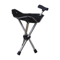 Ioensy - Bastón Ergonómico Ajustable Con Asiento Para Senderismo Y Acampada, Color Negro