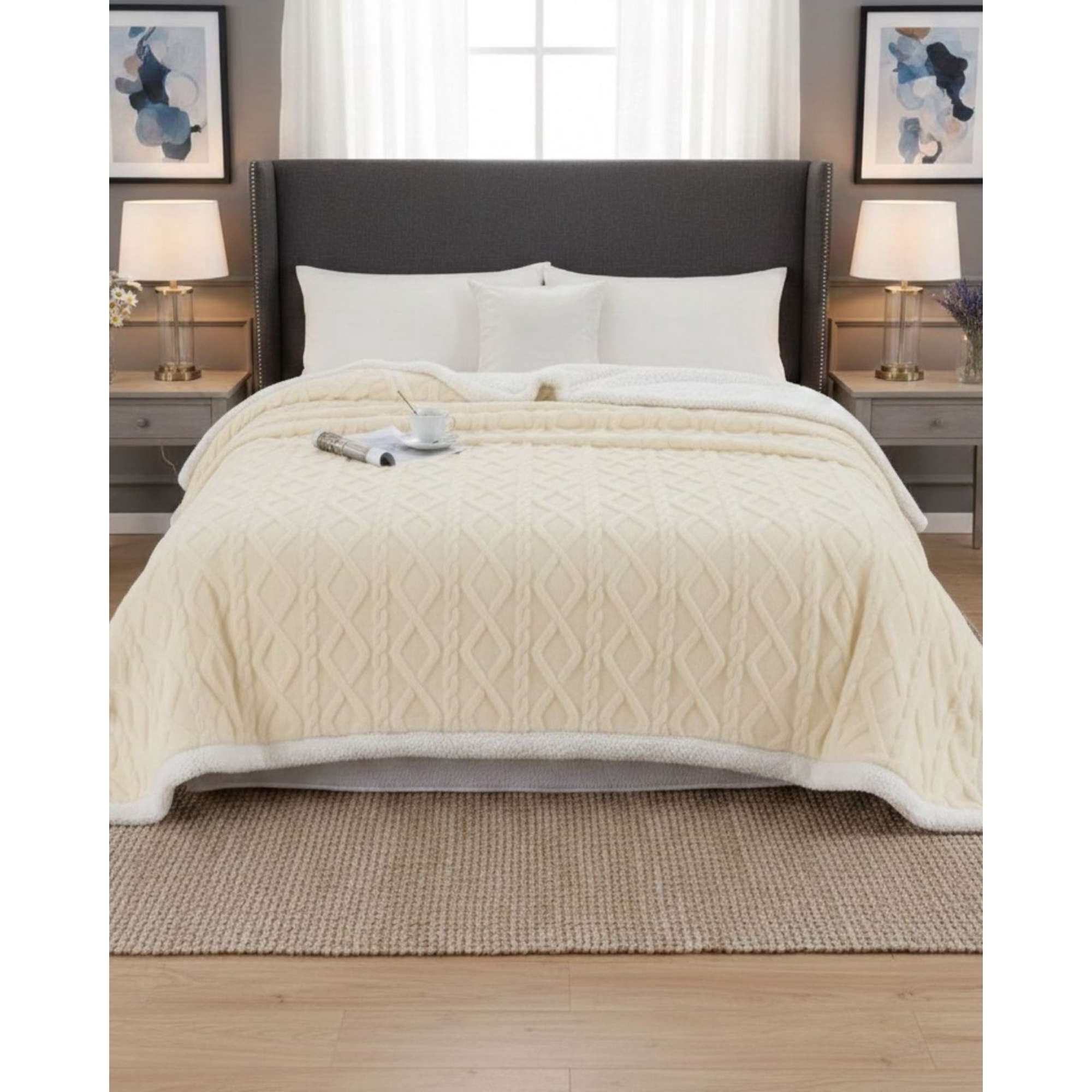 Imac Hogar - Frazada Manta Polar Sherpa Térmica 2 Plaza