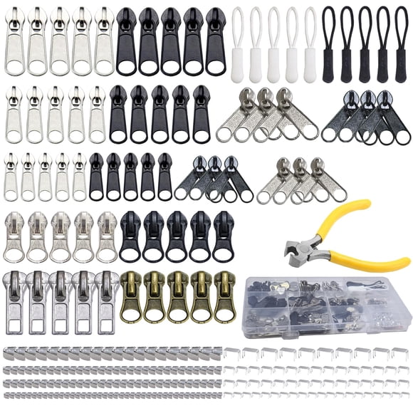 Kit de reparación de cremalleras ZOMETUO 254 piezas con funda para ropa y equipo