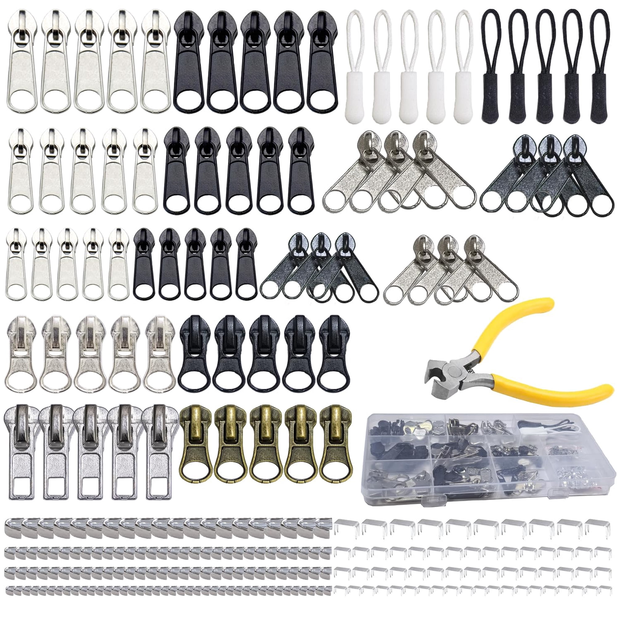 Kit De Reparación De Cremalleras Zometuo 254 Piezas Con Funda Para Ropa Y Equipo