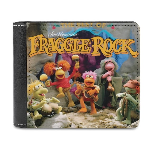 Fraggle Rock Cartera de Cuero PU para Hombres, Tarjetero Bifold Delgado, Cartera Minimalista de Cuero Sintético Suave