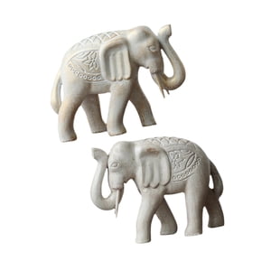 Magideal - 2 Estatuas De De Madera, Adornos De Escritorio Tallados A Mano, Decoración Creativa Para El Hogar, Esculturas De Elefantes, Figuras Para