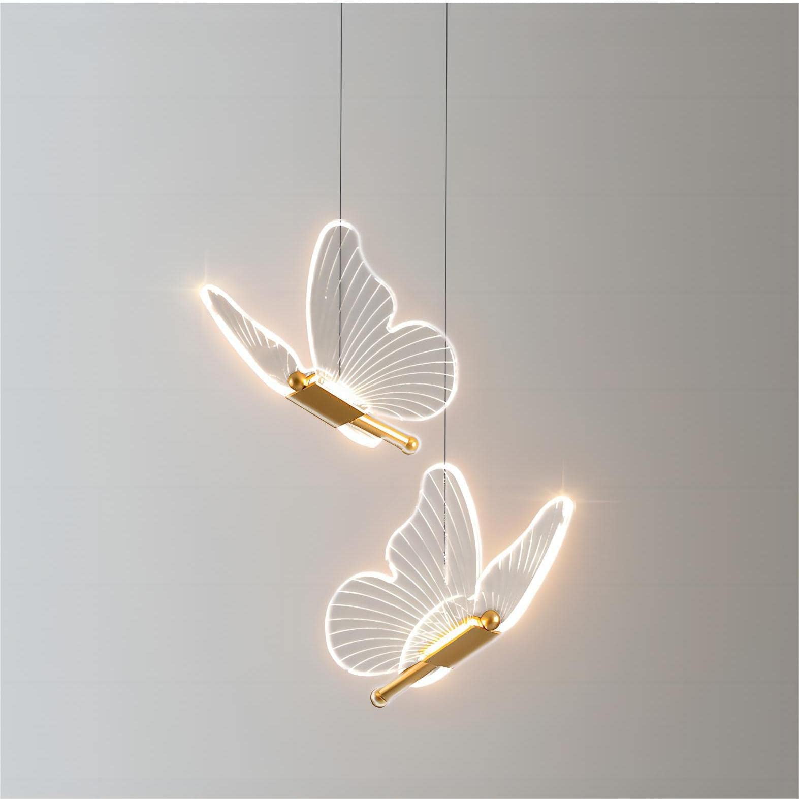 Genérico - Lámpara Colgante Con Forma De Mariposa Dorada, 35 Cm, Led, Acrílico, Para Dormitorio