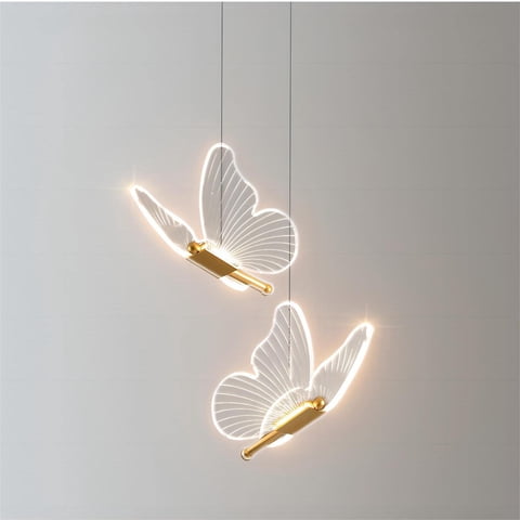 Genérico - Lámpara Colgante Con Forma De Mariposa Dorada, 35 Cm, Led, Acrílico, Para Dormitorio