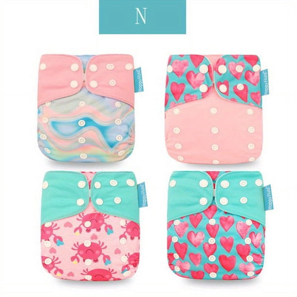 Happyflute 4pcs/set Washable Eco-friendly Baby Cloth Diaper,Ecological Adjustable Nappy Reusable Diaper Fit 0-2 Year 3-15kg/6.6lb-33.1lb
