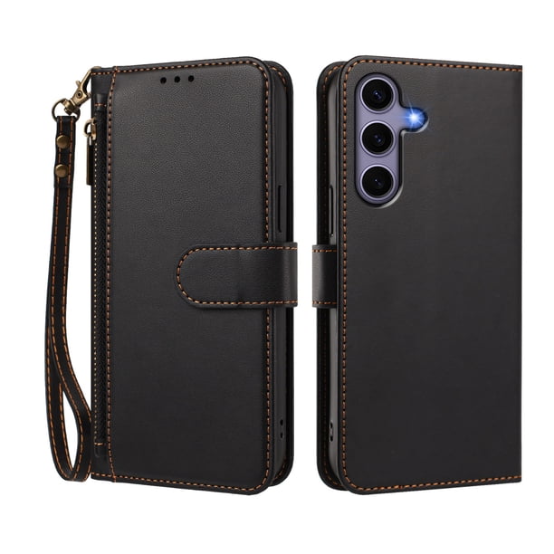 Funda Tipo Billetera para samsung galaxy S24/25 con Soporte y Bolsillo con Cierre Negro