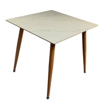 Oh! Mi Hogar ® - Mesa De Comedor Cuadrada De Cuarzo Calacatta Soft 80X80Cm