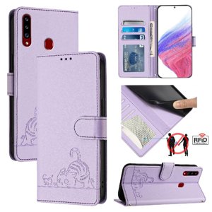 Funda Tipo Cartera Foxdock Para Samsung Galaxy A20S Con Soporte, Ranuras, Rfid, Diseño De Gato