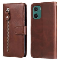 Gangxun - Funda Con Cremallera Para Motorola Moto E15, Carcasa Cartera De Cuero Pu Con Soporte Y Tarjetero